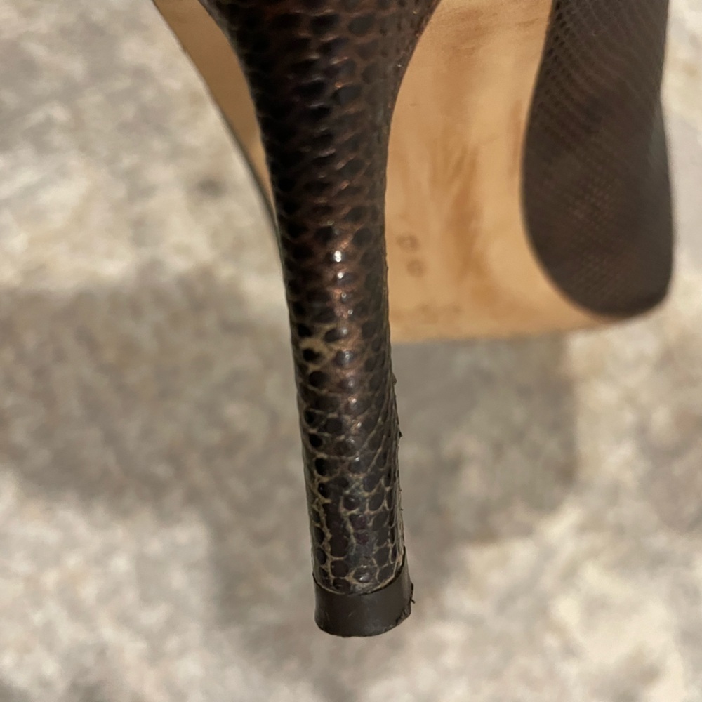 Amalfi Heels Bronze Made In Italy Leather Shoes Bow Detail Size 9B - Picture 13 of 15